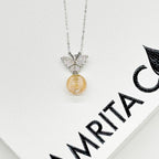 Sterling Silver Diamond Butterfly Aroma Necklace - Pink | Energy & Healing | Diffuse on the go