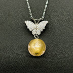 Sterling Silver Diamond Butterfly Aroma Necklace - Pink | Energy & Healing | Diffuse on the go