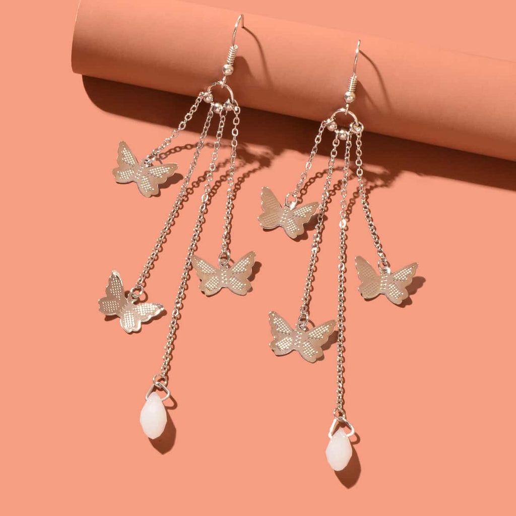 Multi-layer Chains Butterfly Earrings Drop Dangle Ear Hook Jewelry Elegant Gift-5
