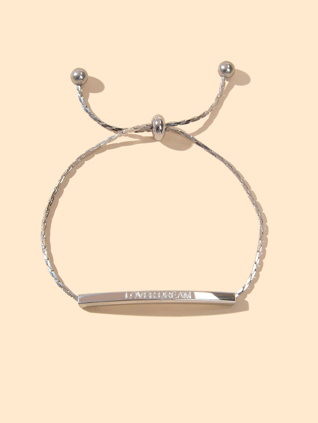 Letter Engraved Adjustable Bar and Ball Beaded Slide Strand Lover Dream Bracelet-4