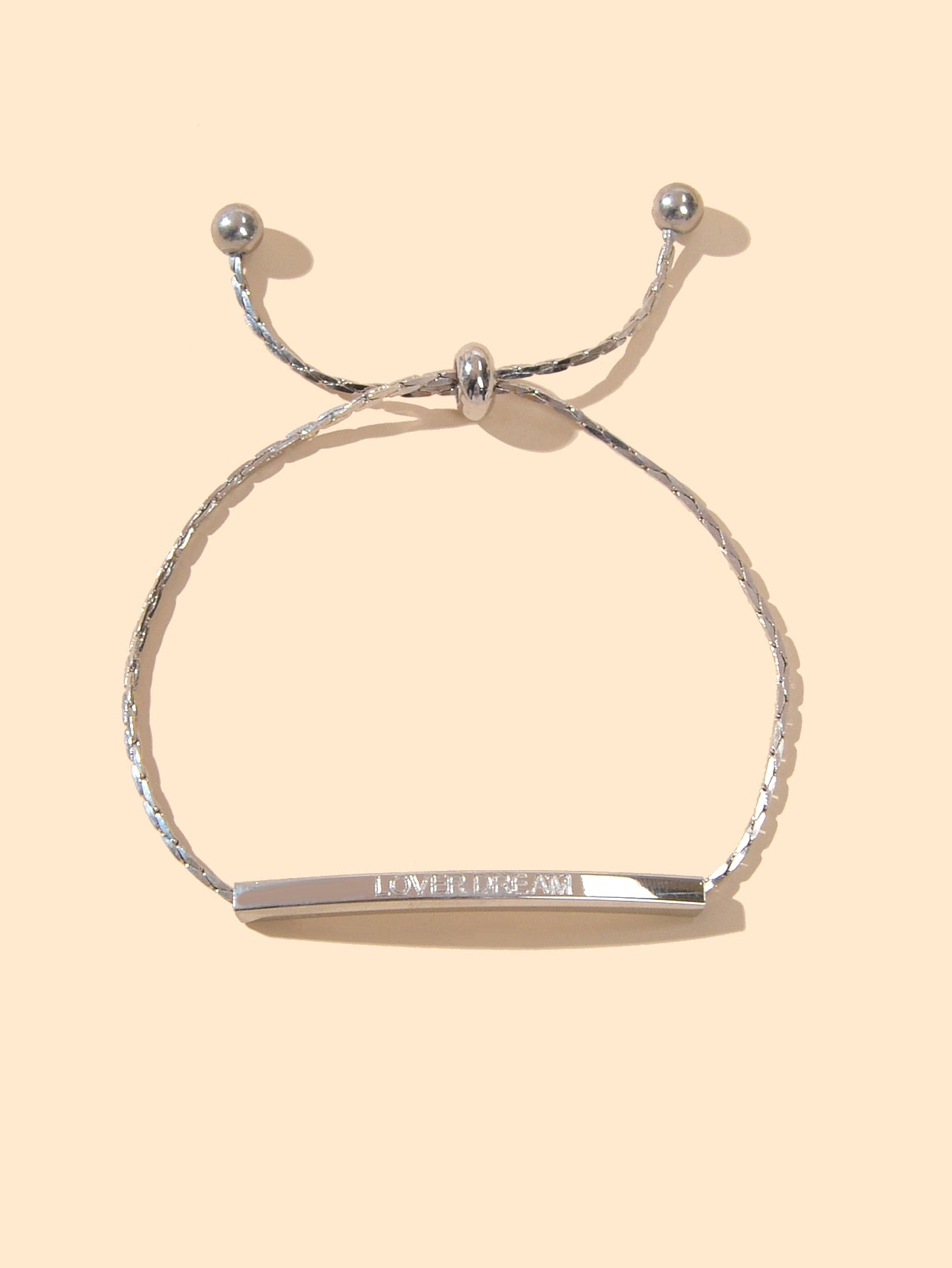 Letter Engraved Adjustable Bar and Ball Beaded Slide Strand Lover Dream Bracelet-4