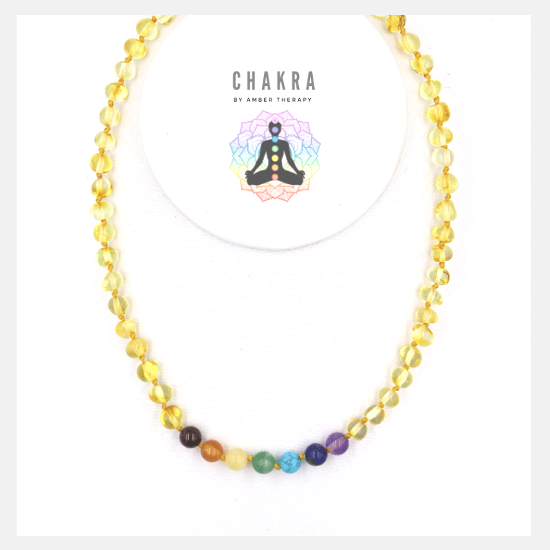 Chakra & Honey Amber Adult Necklace