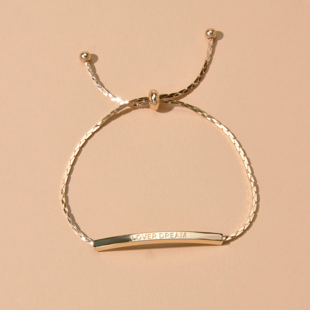 Letter Engraved Adjustable Bar and Ball Beaded Slide Strand Lover Dream Bracelet-0