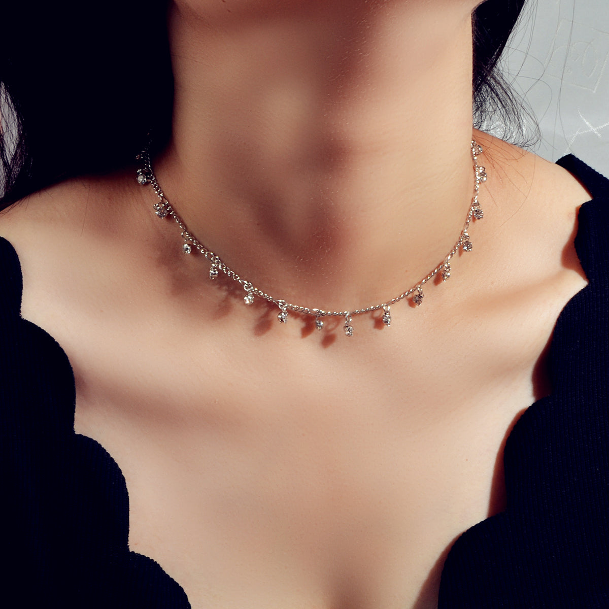 AU Stock Bling Rhinestone Sparkly Choker Shining Drop Crystal Necklace Jewellery-4