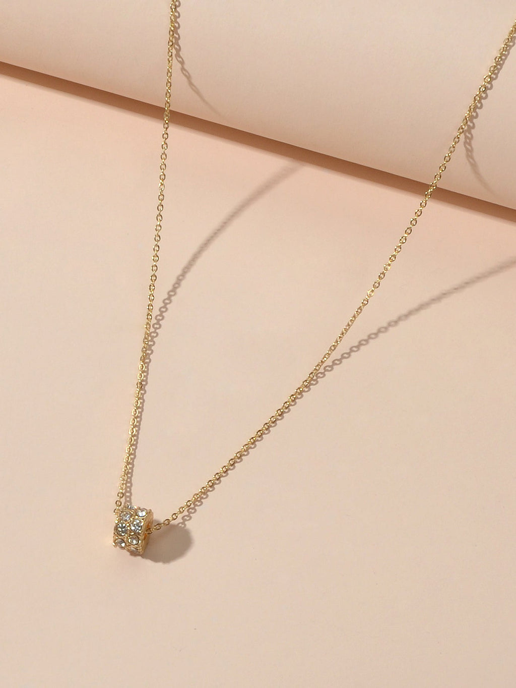 Luxurious Jewellery Gold Silver Chain Rhinestone Cylinder Necklace Accessories-1