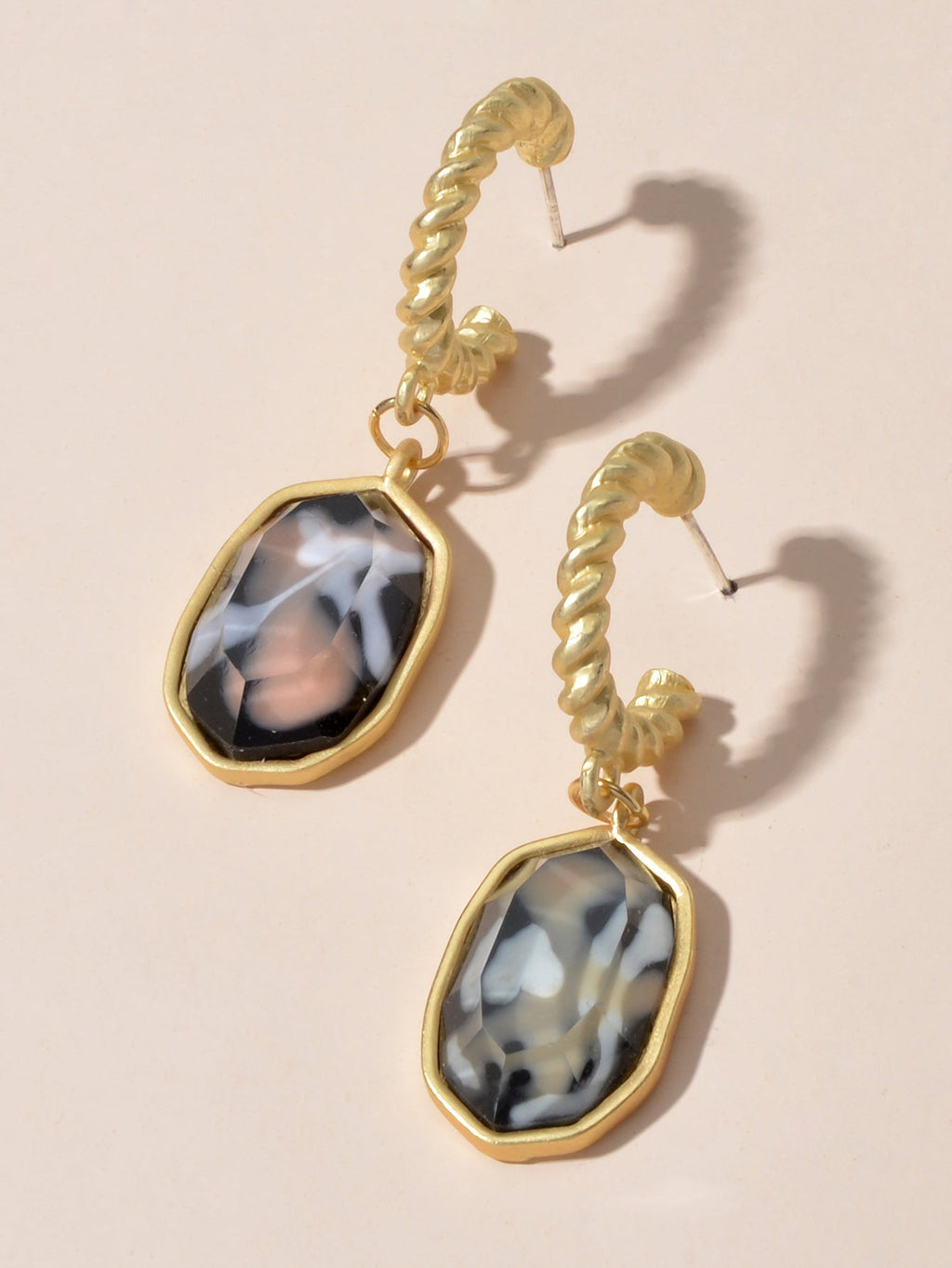 Retro Jewelry Multi-colored Simulated Stone Geometric Dangle Earrings for Women-0