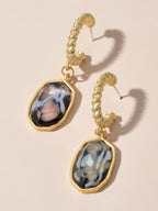 Retro Jewelry Multi-colored Simulated Stone Geometric Dangle Earrings for Women-0