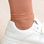 Double layer Popcorn Gold Chain Anklet Summer Beach Boho Chic Foot Chain Jewelry-0