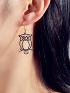 Punk Designer Jewellery Gothic Black Hollow out Owl Dangle Minimalist Earrings