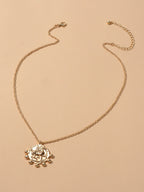 Gold Chain Carved Riding Horse Round Pendant Trendy Necklace Fashion Jewellery