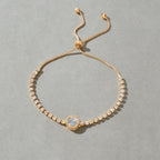 Luxurious Rhinestone Decor Sliding Chain Adjustable Women Wedding Party Bracelet-0