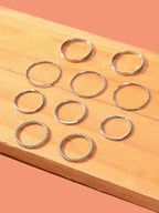 10pcs Silver Ring Bands Versatile Accessories for Every Finger-1