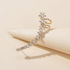 Full Rhinestone Cartilage Gold Flower Crawler Cuff Studs Climber Earrings 1 pc-0