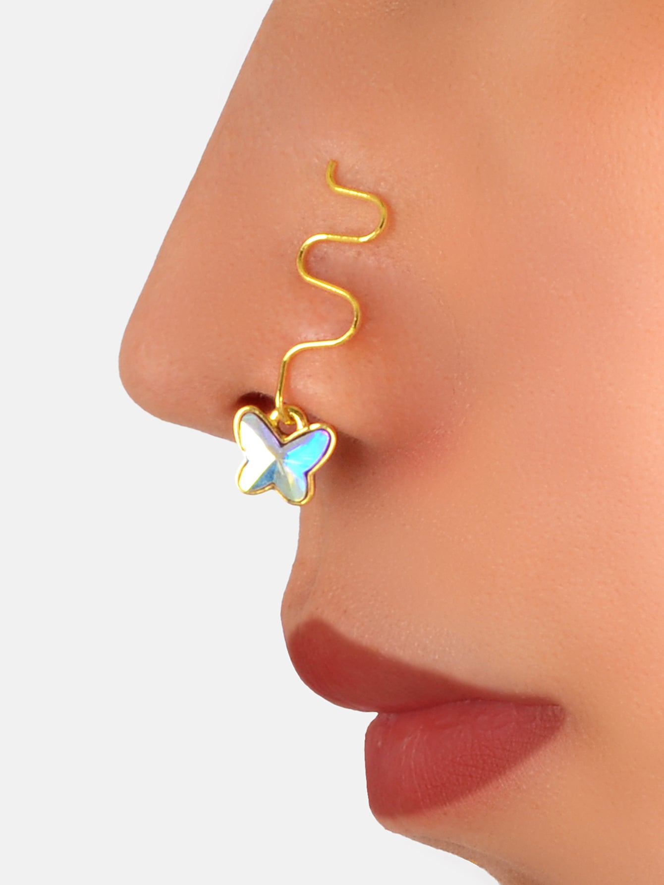 Fake Nose Rings Clip On Nose Ring Butterfly African Nose Cuff Non Piercing Jewel-0