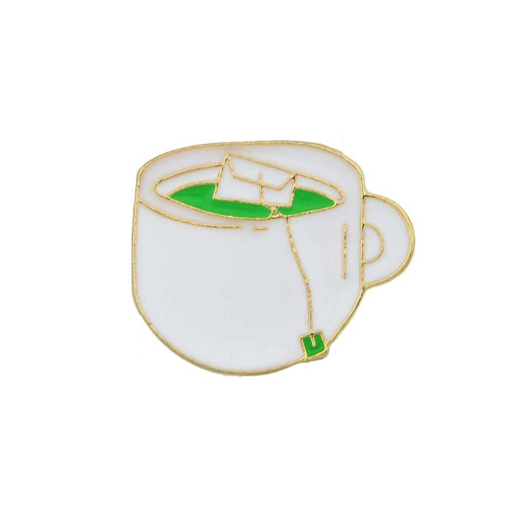 Creative Pink Cat Green Orange Enamel Coffee Cup White Tea Cup Brooch Jewellery-0