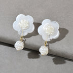 White Resin Flower Daisy Dance Party Gifts Dangle Daily Wearable Women Earrings-0