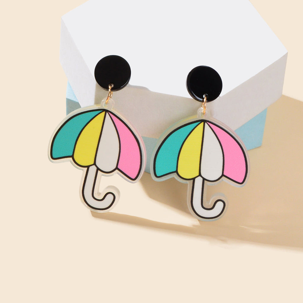 Sweet Colorful Acrylic Umbrella Dangle Dainty Earrings Girls Y2k Style Jewellery-0