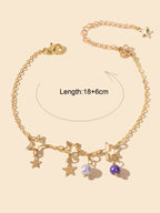 Gold Chain White Purple Beads Star Charm Trendy Bracelet Teen Ladies Jewellery-1