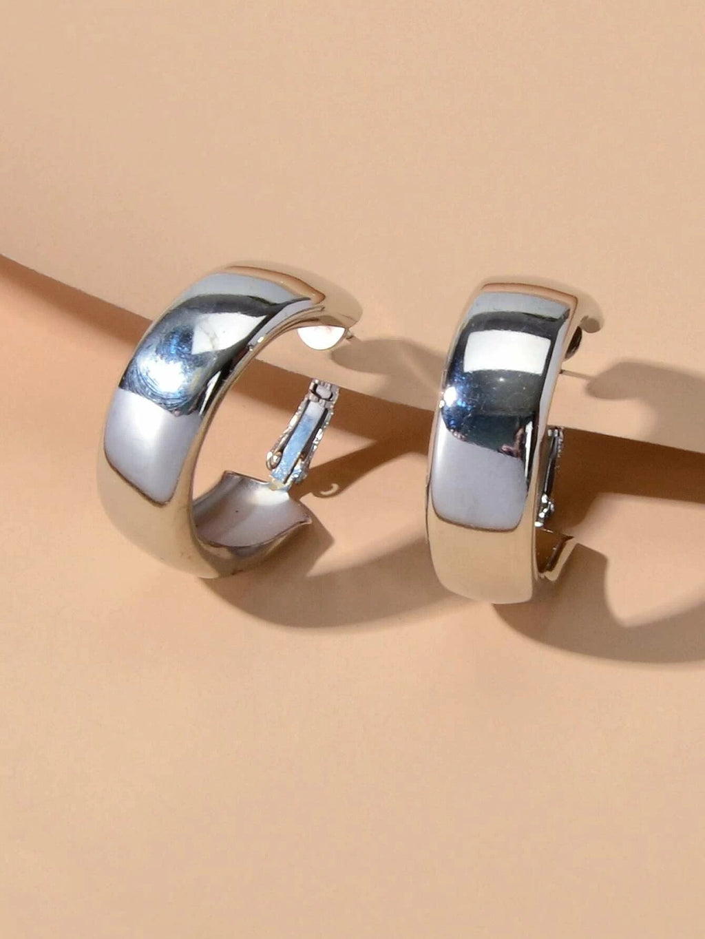 Punk Rock Silver Hoop Earrings C Shape Circle Stud Earrings Girls Teens Gift