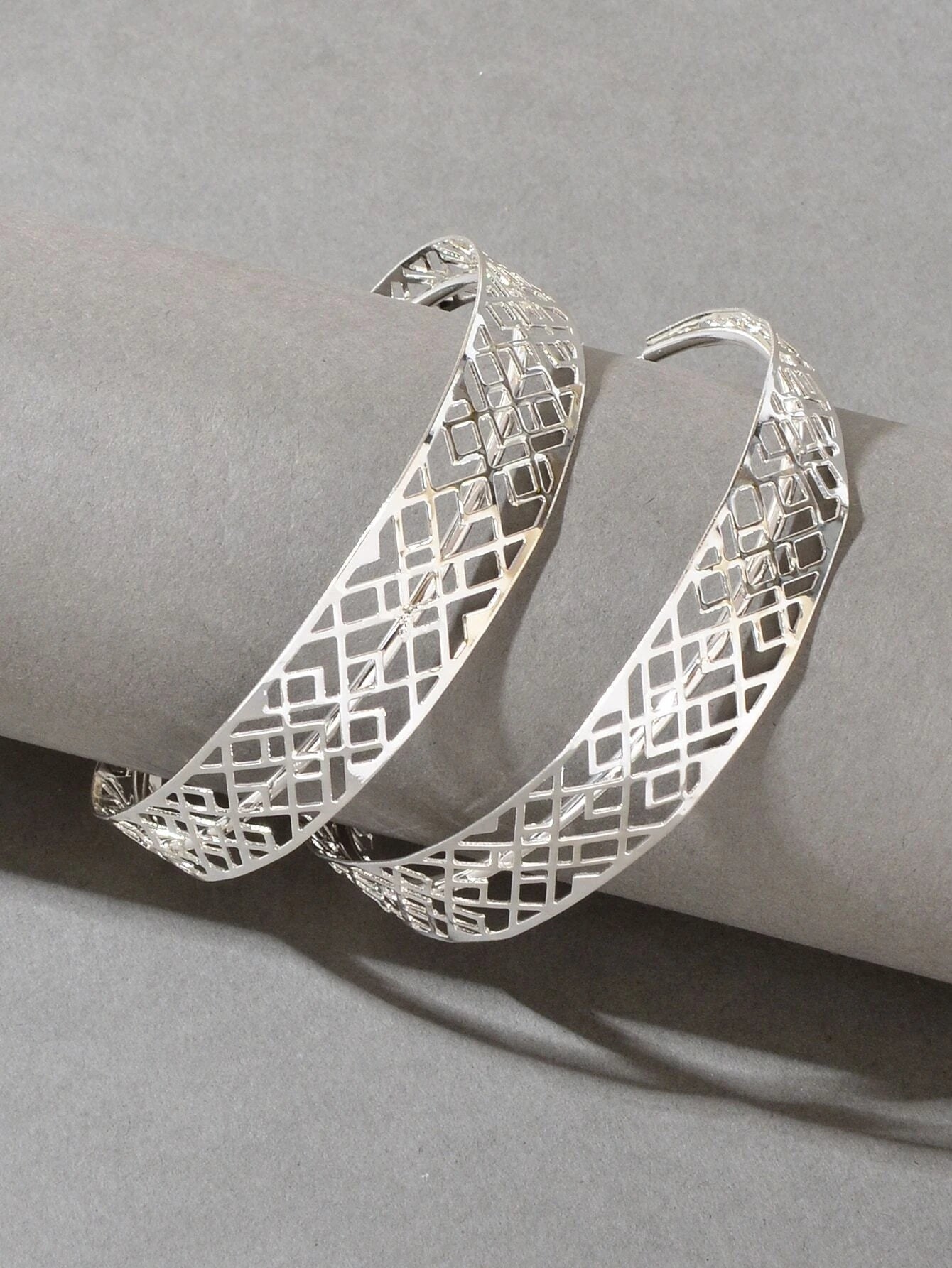 Ethnic Hollow out Geometric Big Statement Hoop Huggie Earrings Chunky Jewellery