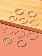 10pcs Silver Ring Bands Versatile Accessories for Every Finger-2