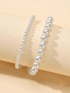 Luxurious Women Retro Double layer Pearl Bracelet High Quality Party Jewellery-1