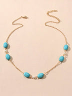 Ethnic Traditional Gold Chain Turquoise Necklace Boho Chic Accessories Jewellery-1
