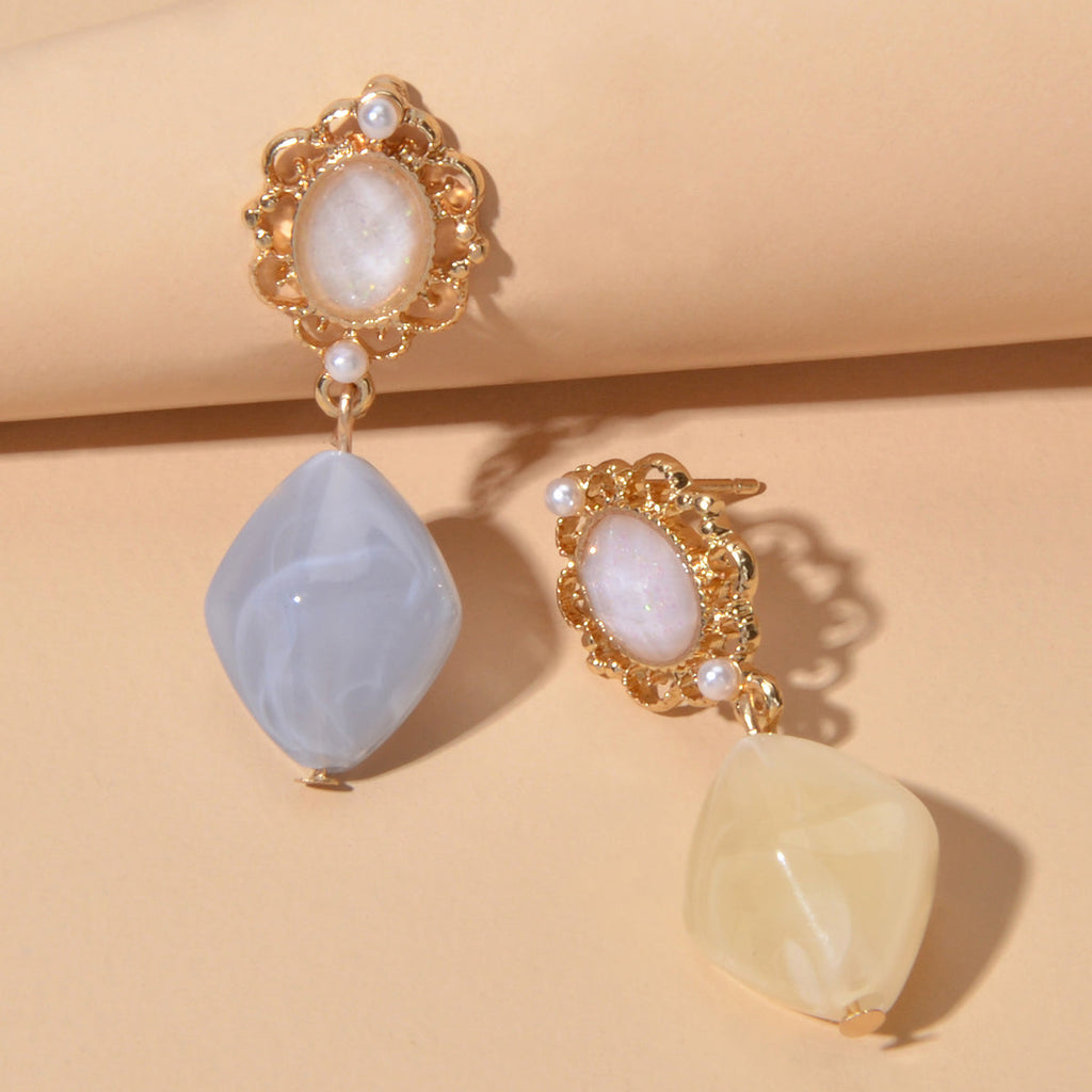 Retro Jewelry Good Quality Pearl Geometric Asymmetric Dangle Earrings Accessory-1