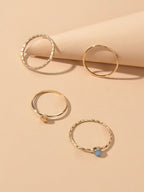 Multiple 4pcs Minimalist Gold Star Circle Stackable Midi Finger Knuckle Ring set