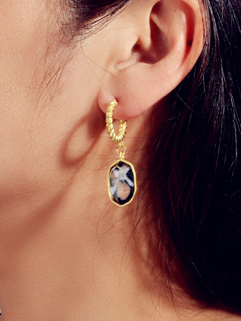 Retro Jewelry Multi-colored Simulated Stone Geometric Dangle Earrings for Women-1