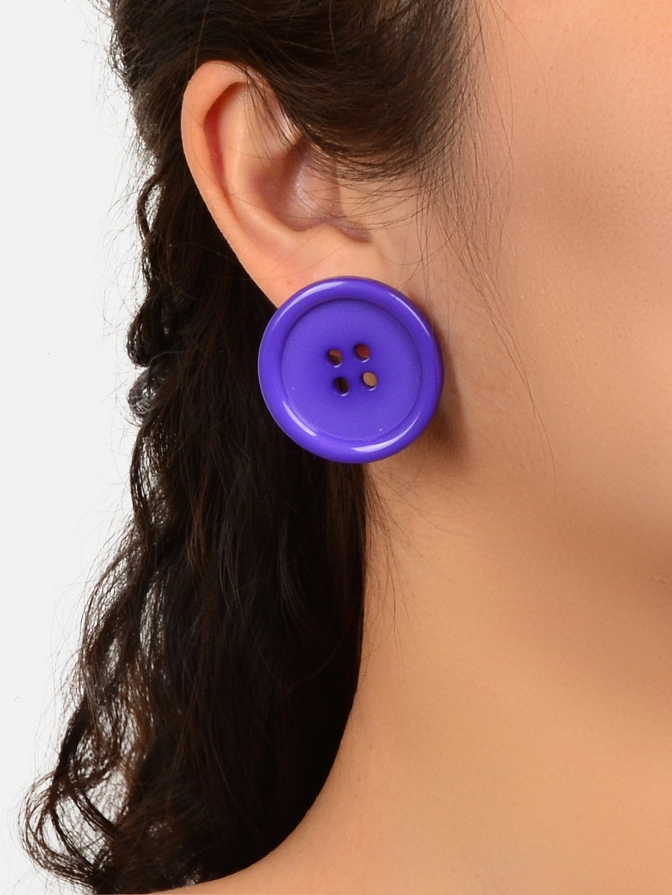 Vintage Acrylic Party Jewellery Retro Colorful Resin Button Design Stud Earrings