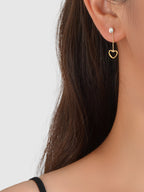Female Jewellery Simulated Zircon Gold Chain Love Heart Charm Pendant Earrings-1