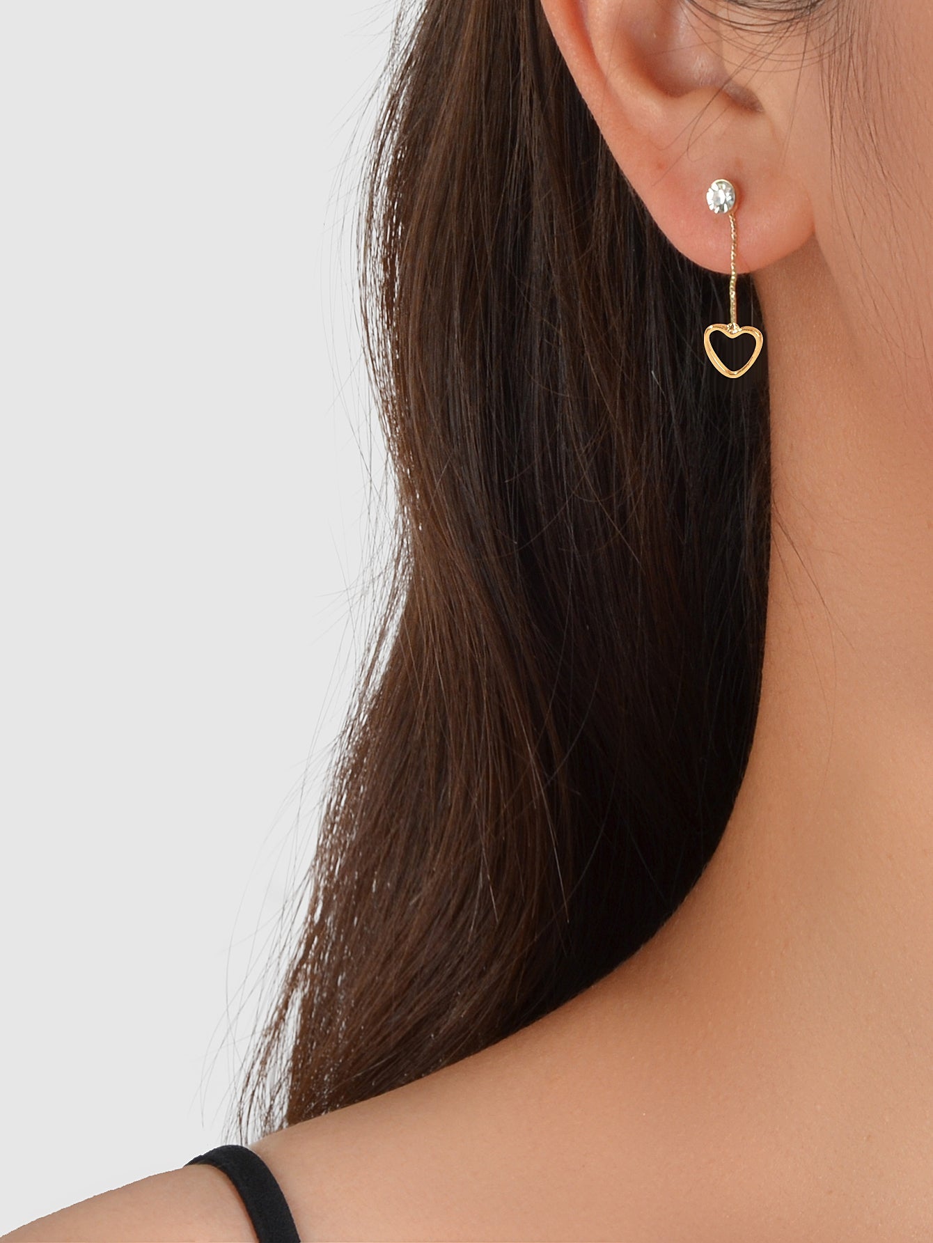 Female Jewellery Simulated Zircon Gold Chain Love Heart Charm Pendant Earrings-1