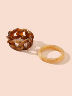 2pcs Trendy Jewelry Blue Brown Geometric Stackable Multiple Midi Finger Ring Set