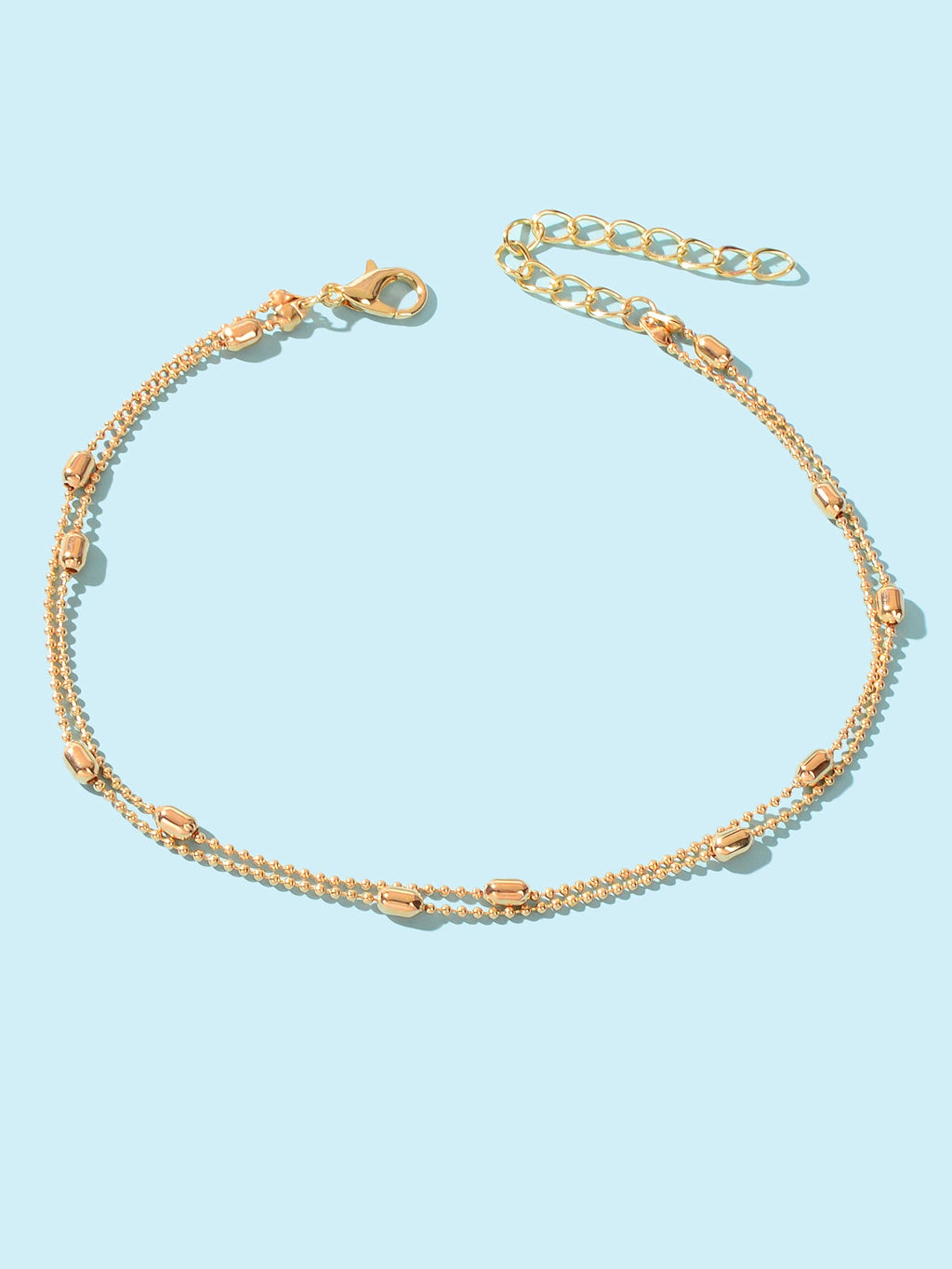 Double layer Popcorn Gold Chain Anklet Summer Beach Boho Chic Foot Chain Jewelry-1