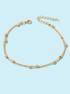Double layer Popcorn Gold Chain Anklet Summer Beach Boho Chic Foot Chain Jewelry-1