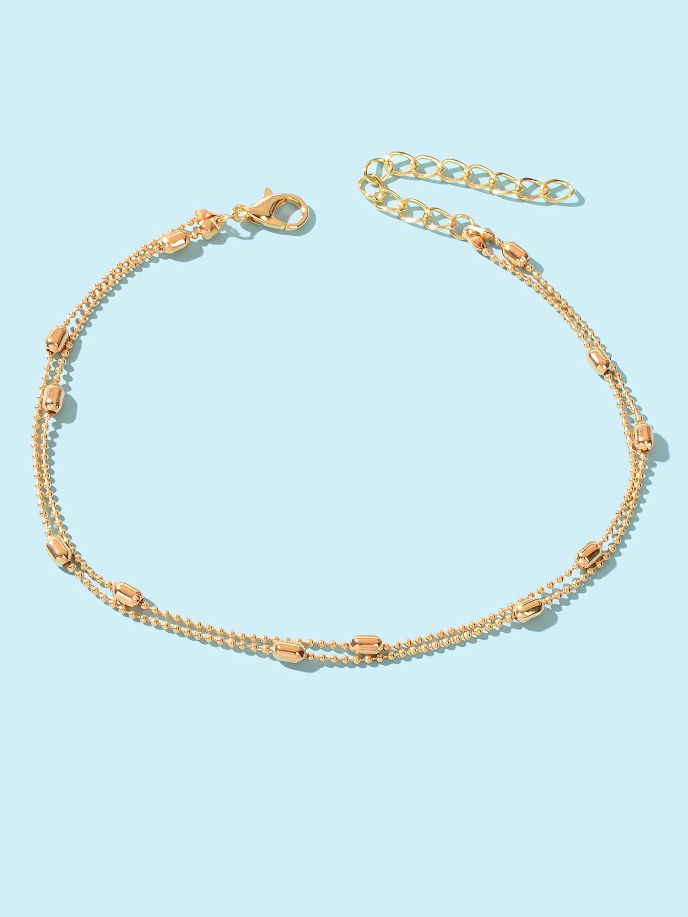 Double layer Popcorn Gold Chain Anklet Summer Beach Boho Chic Foot Chain Jewelry-1