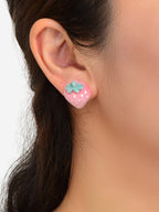 Handmade Cute 3D Flocking Pink Strawberry Stud Sweet Fruit Earring Dainty Gifts-1