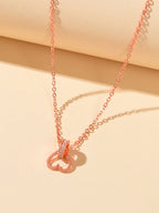 Wedding Engagement Jewelry Rose Gold Chain Rhinestone Circle Heart Charm Necklace-2