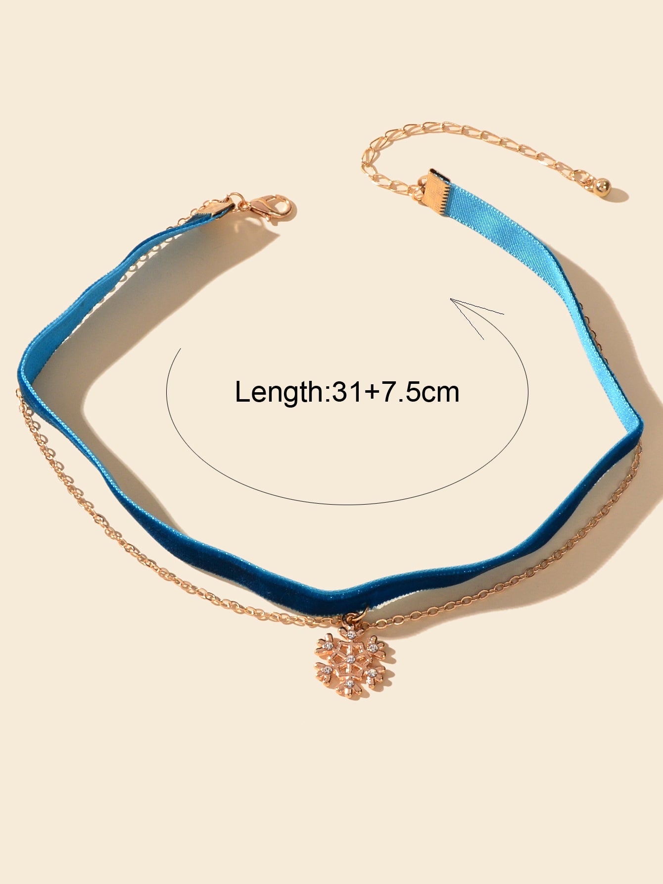 Retro Royal Blue Tattoo Velvet Choker Gold Chain Snowflake Charm Layer Necklace