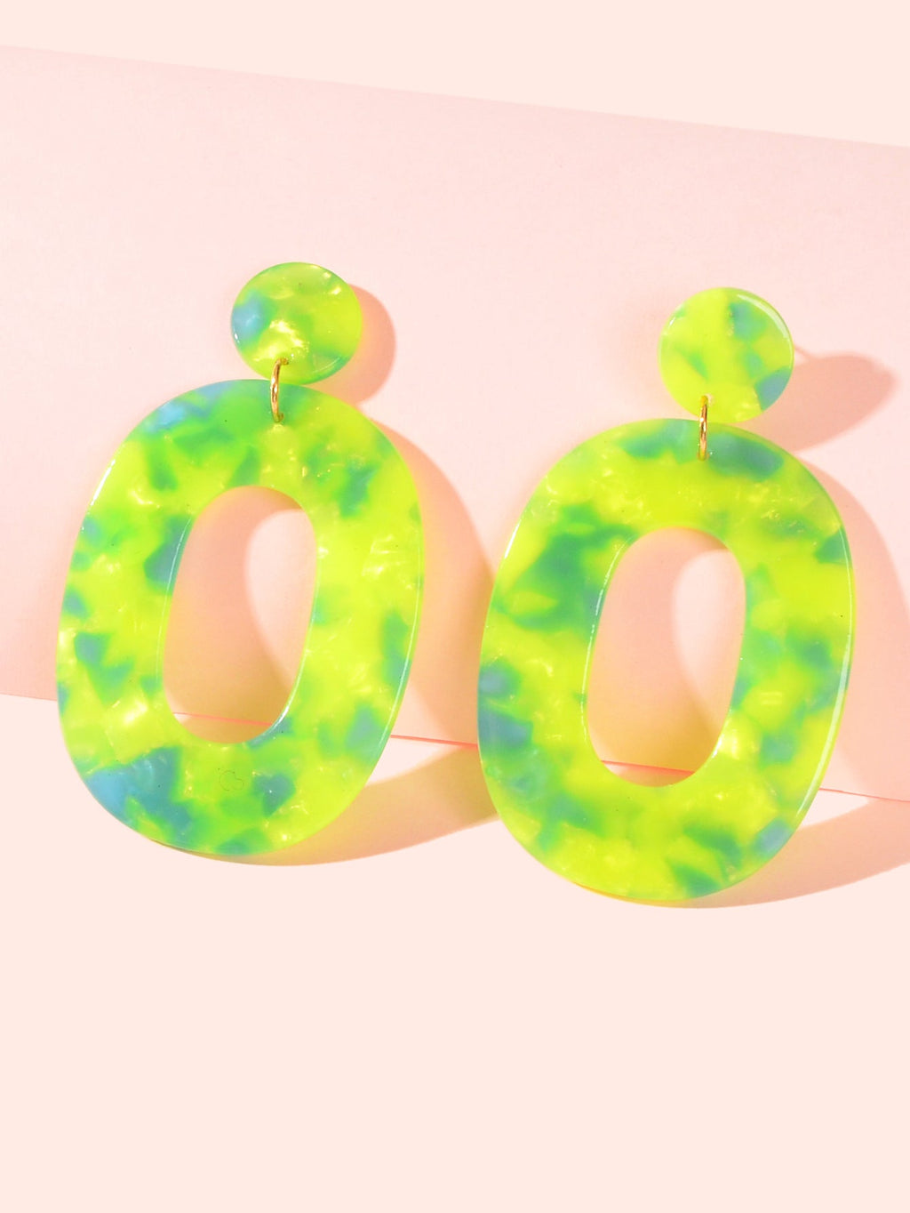 Multicolor Acrylic Dangle Drop Geometric Oval Statement Earrings 80's Party Gift