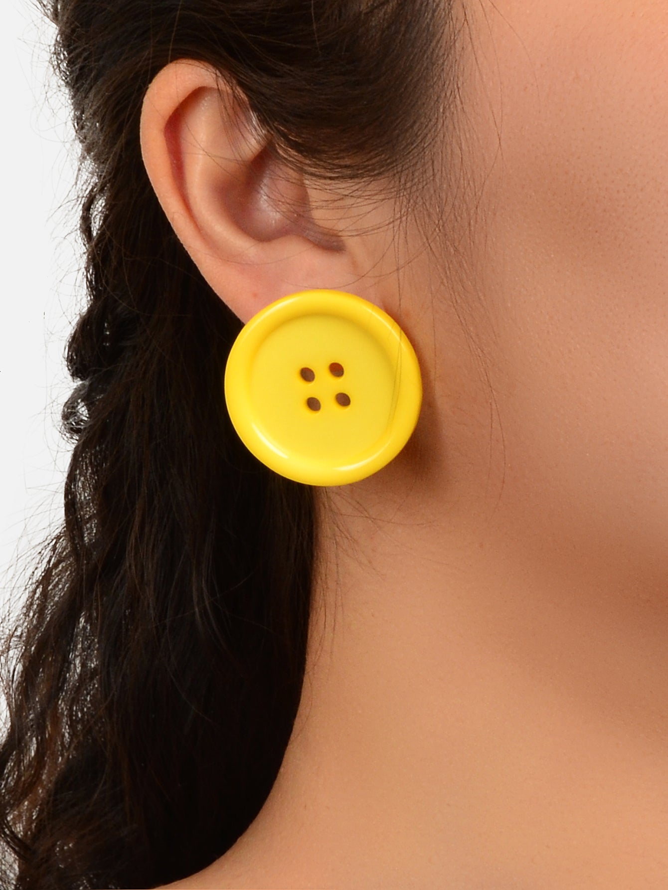 Vintage Acrylic Party Jewellery Retro Colorful Resin Button Design Stud Earrings