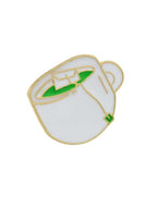 Creative Pink Cat Green Orange Enamel Coffee Cup White Tea Cup Brooch Jewellery-1