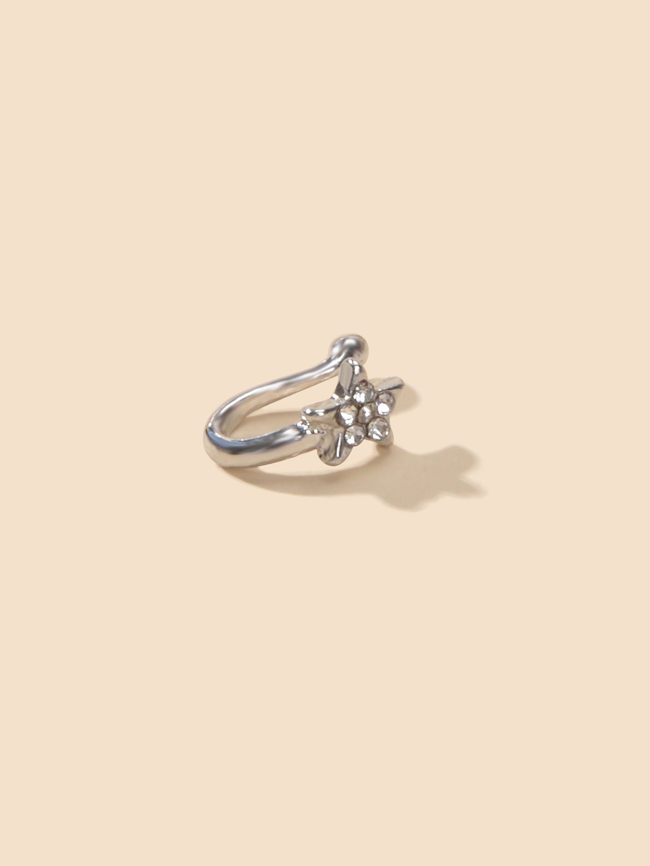 AU Local Star Nose Ring Fake Clip On Sparkly Hanger Rhinestone C Ring Jewellery-1