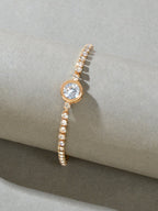 Luxurious Rhinestone Decor Sliding Chain Adjustable Women Wedding Party Bracelet-1