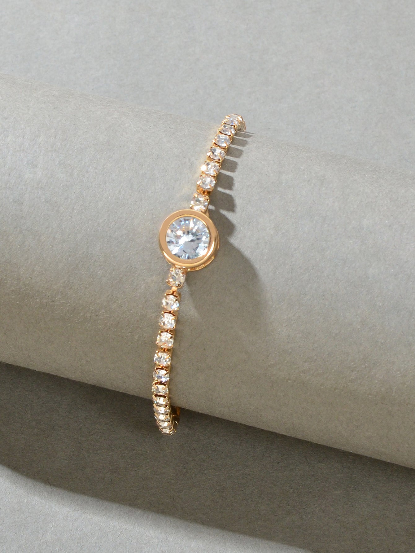 Luxurious Rhinestone Decor Sliding Chain Adjustable Women Wedding Party Bracelet-1