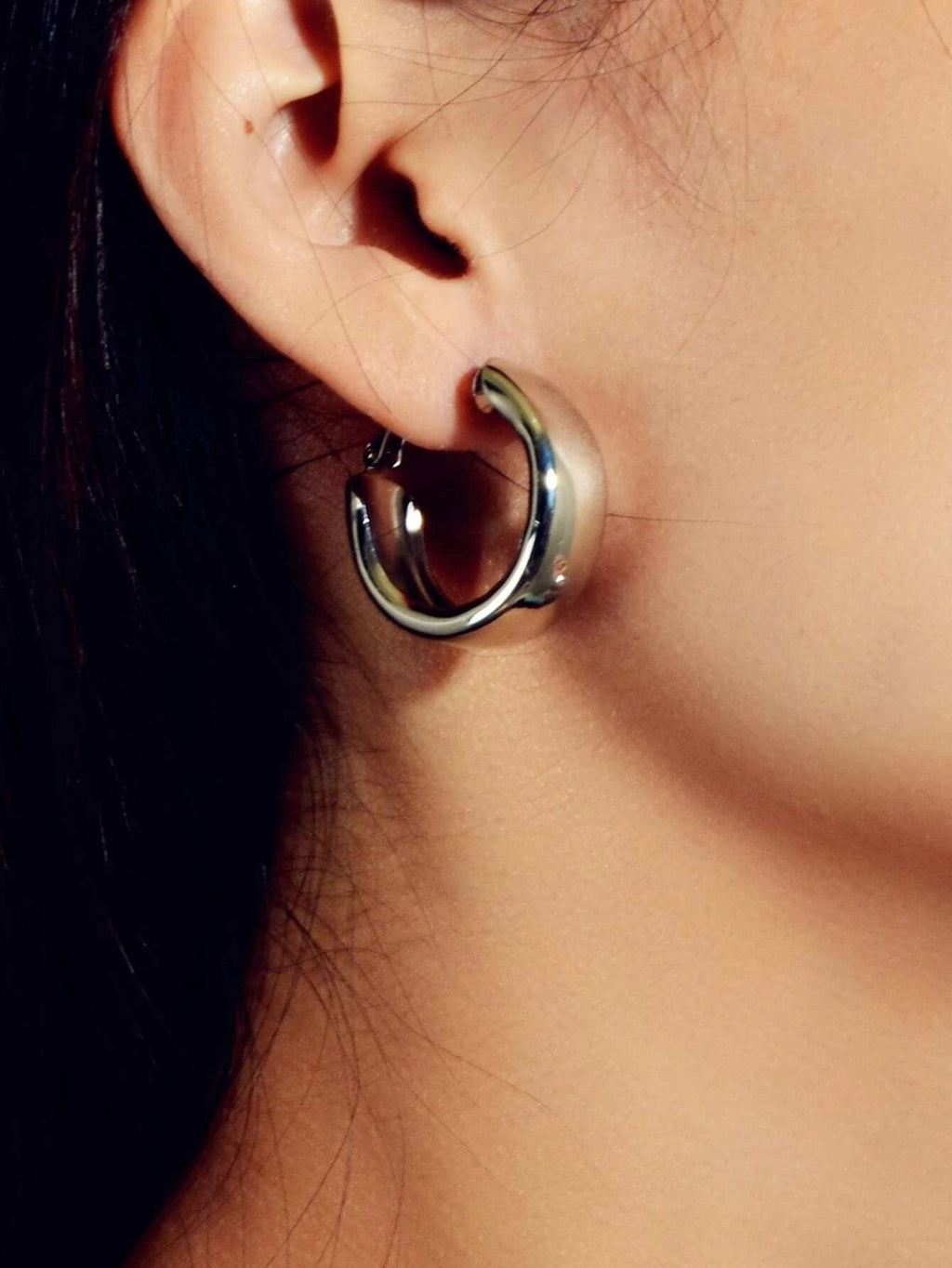 Punk Rock Silver Hoop Earrings C Shape Circle Stud Earrings Girls Teens Gift