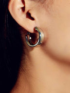 Punk Rock Silver Hoop Earrings C Shape Circle Stud Earrings Girls Teens Gift
