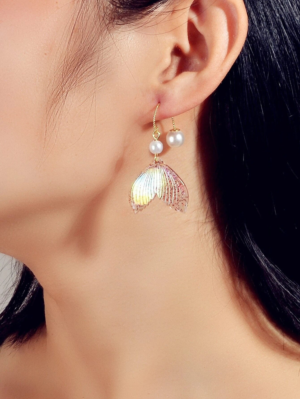 New Statement Pearl Decor Mermaid Tail Drop Earrings Shiny Women Teens Jewellery-0