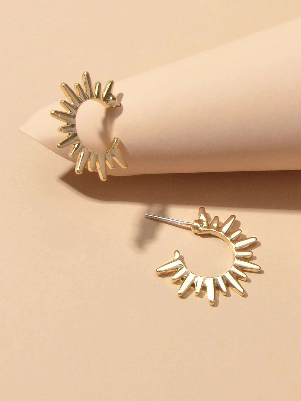 Punk Jewellery Gold Metal Spike Small Hoop Earrings Women Party Accessories Gift